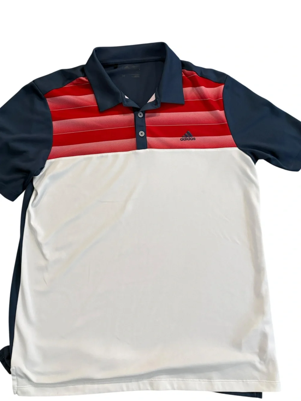 Adidas Polo Short Sleeve Shirt Red Blue Color-block Performance Golf T, Size M.